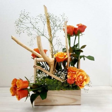 Orange Roses Flower Basket